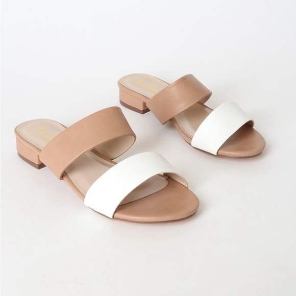 Lulus Shoes - Lulus White and Nude Slide Sandals Size 8.5